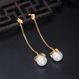 925 Silver Shell Pearl Leaves Drop Earrings 18k Plating