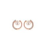 925 Sterling Silver Shell Pearl Stud Earrings Rose Plating