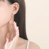 925 Silver Shell Pearl Zircon Moon Stud Earrings Rose Plated Women Accessories