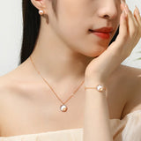 925 Silver Shell Zircon Sunflower Stud Earrings Rose Plated