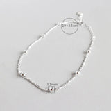 925 Silver Bead Chain Anklet for Women Beach Accessories