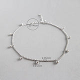 925 Silver Bead Chain Anklet for Women Beach Accessories