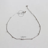 925 Silver Bead Chain Anklet for Women Beach Accessories