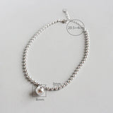 925 Silver Bead Chain Anklet for Women Beach Accessories