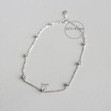 925 Silver Bead Chain Anklet for Women Beach Accessories