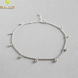 925 Silver Bead Chain Anklet for Women Beach Accessories