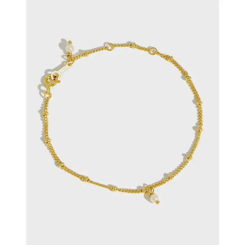 925 Sterling Silver Spacer Beads Chain Bracelet Teenage Girl 18k Plating