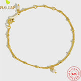 925 Sterling Silver Spacer Beads Chain Bracelet Teenage Girl 18k Plating