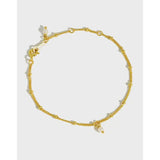 925 Sterling Silver Spacer Beads Chain Bracelet Teenage Girl 18k Plating
