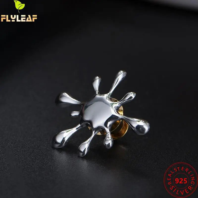 925 Sterling Silver Splash Flow Brooch for Women Dress Accessories