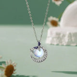 925 Silver Jewelry Moonstone Pendant Necklace Women