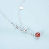 925 Silver Strawberry Crystal Choker Necklace for Women