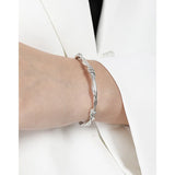 925 Silver Vine Winding Open Bangles Platinum Femme Accessories