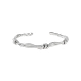 925 Silver Vine Winding Open Bangles Platinum Femme Accessories