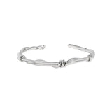 925 Silver Vine Winding Open Bangles Platinum Femme Accessories