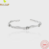 925 Silver Vine Winding Open Bangles Platinum Femme Accessories