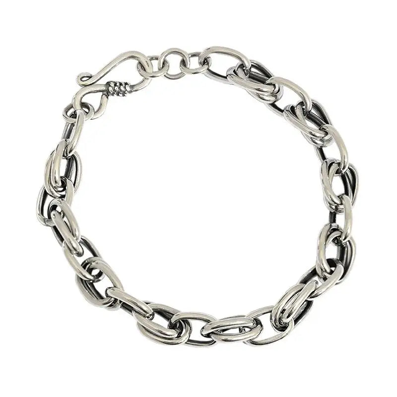 Vintage 925 Sterling Silver Thick Chain Bracelet for Women