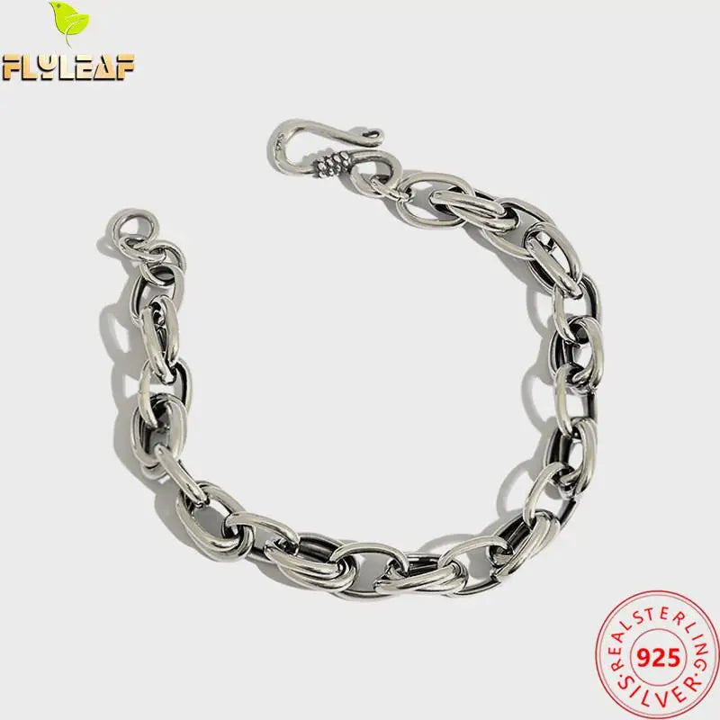 Vintage 925 Sterling Silver Thick Chain Bracelet for Women