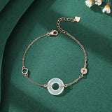 925 Silver Agate Circle Bracelet Rose Plating