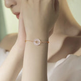 925 Silver Agate Circle Bracelet Rose Plating