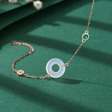 925 Silver Agate Circle Bracelet Rose Plating