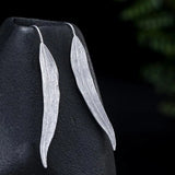 925 Sterling Silver Leaf Hook Earrings Vintage Style Femme Accessories