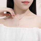 925 Silver Zircon Angel Demon Wings Pendant Necklace Women Rose Plating