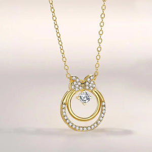 925 Silver Zircon Bowknot Pendant Necklace 14k Plating Femme Accessories