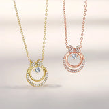 925 Silver Zircon Bowknot Pendant Necklace 14k Plating Femme Accessories