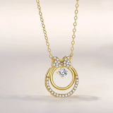 925 Silver Zircon Bowknot Pendant Necklace 14k Plating Femme Accessories