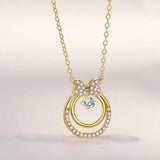 925 Silver Zircon Bowknot Pendant Necklace 14k Plating Femme Accessories