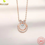 925 Silver Zircon Bowknot Pendant Necklace 14k Plating Femme Accessories
