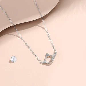 925 Silver Zircon Cat Pendant Necklace Women Rose Plating Girl Gift