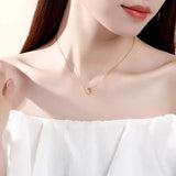 925 Silver Zircon Cat Pendant Necklace Women Rose Plating Girl Gift