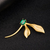 925 Sterling Silver Zircon Dragonfly Brooch 18k Plated Women Accessories