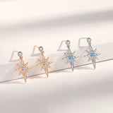 925 Silver Zircon Eight-pointed Star Stud Earrings Rose Plating