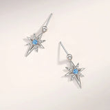 925 Silver Zircon Eight-pointed Star Stud Earrings Rose Plating