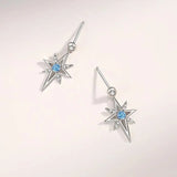 925 Silver Zircon Eight-pointed Star Stud Earrings Rose Plating