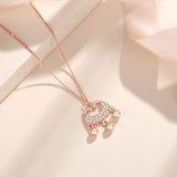 925 Silver Zircon Lock Pendant Necklace Women Rose Femme
