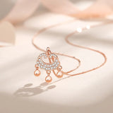 925 Silver Zircon Lock Pendant Necklace Women Rose Femme