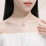 925 Silver Zircon Lock Pendant Necklace Women Rose Femme