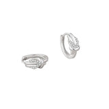 925 Silver Zircon Knot Hoop Earrings Platinum Plated