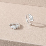 925 Silver Zircon Knot Hoop Earrings Platinum Plated