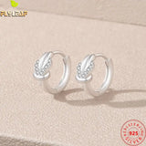 925 Silver Zircon Knot Hoop Earrings Platinum Plated