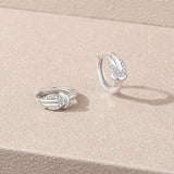 925 Silver Zircon Knot Hoop Earrings Platinum Plated