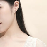 925 Silver Zircon Knot Hoop Earrings Platinum Plated