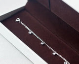 925 Sterling Silver Anklet Bracelet with Round CZ Stone Crystals