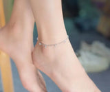 925 Sterling Silver Anklet Bracelet with Round CZ Stone Crystals