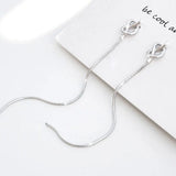 Real 925 Sterling Silver Knot Shape Tassel Earrings Snake Chain Drop Jewelry