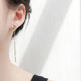 Real 925 Sterling Silver Knot Shape Tassel Earrings Snake Chain Drop Jewelry